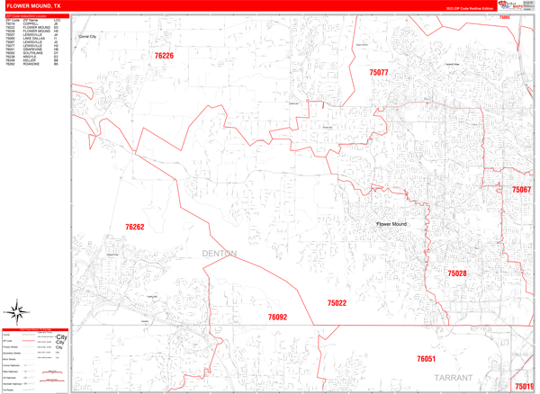 Flower Mound City Map Book Red Line Style